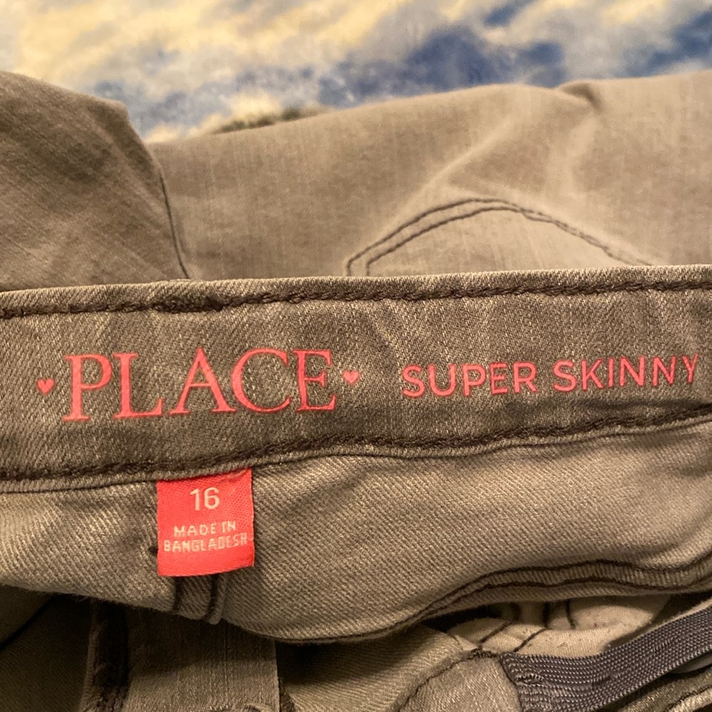 PLACE Super Skinny Light Gray Jeans with adjustable tabs inside waist. Worn 1X.